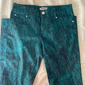 DKNY Teal and Black Abstract Print Trousers